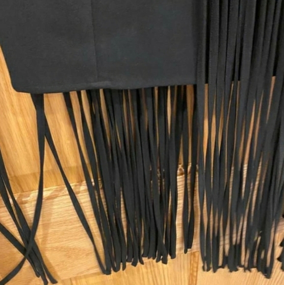 Halston Heritage Fringed Crepe Mini Dress - Picture 6 of 11